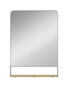HOMCOM Wall Mirror with Wood Shelf - Black