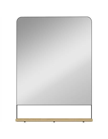 HOMCOM Wall Mirror with Wood Shelf - Black - pic 198151 | FastDaddyshop
