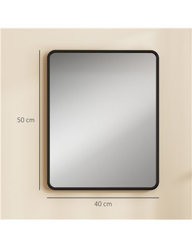 HOMCOM Rectangular Wall Mirror with HD Glass - Black