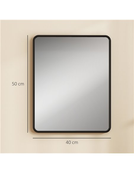 HOMCOM Rectangular Wall Mirror with HD Glass - Black - pic 198162 | FastDaddyshop