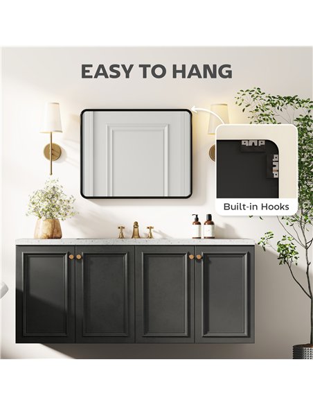 HOMCOM Rectangular Wall Mirror with HD Glass - Black - pic 198164 | FastDaddyshop