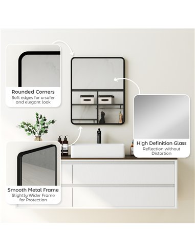 HOMCOM Rectangular Wall Mirror with HD Glass - Black