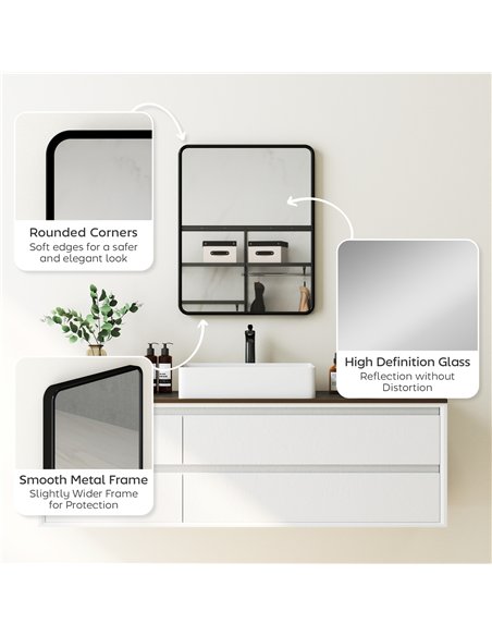 HOMCOM Rectangular Wall Mirror with HD Glass - Black - pic 198165 | FastDaddyshop