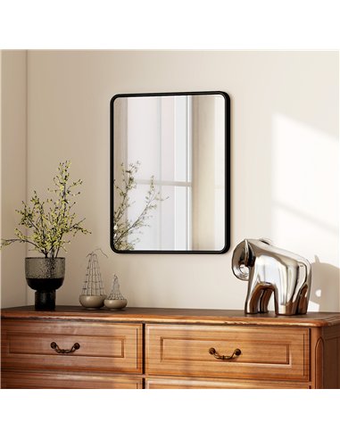 HOMCOM Rectangular Wall Mirror with HD Glass - Black