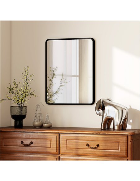 HOMCOM Rectangular Wall Mirror with HD Glass - Black - pic 198167 | FastDaddyshop