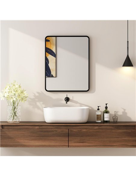 HOMCOM Rectangular Wall Mirror with HD Glass - Black - pic 198168 | FastDaddyshop