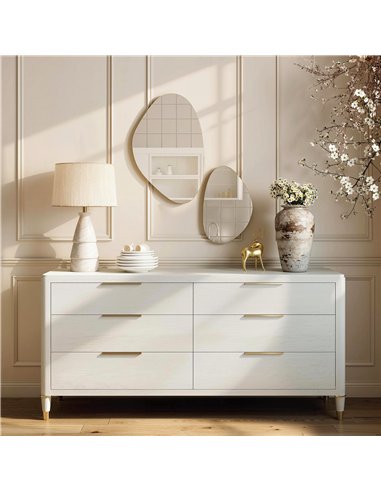 HOMCOM Set of 2 Pebble-Shaped Wall Mirror - Gold Tone