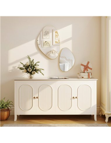 HOMCOM Set of 2 Pebble-Shaped Wall Mirror - Gold Tone