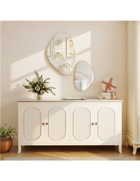 HOMCOM Set of 2 Pebble-Shaped Wall Mirror - Gold Tone - pic 198186 | FastDaddyshop