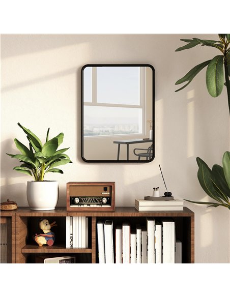 HOMCOM Rectangular Wall Mirror with HD Glass - Black - pic 198188 | FastDaddyshop