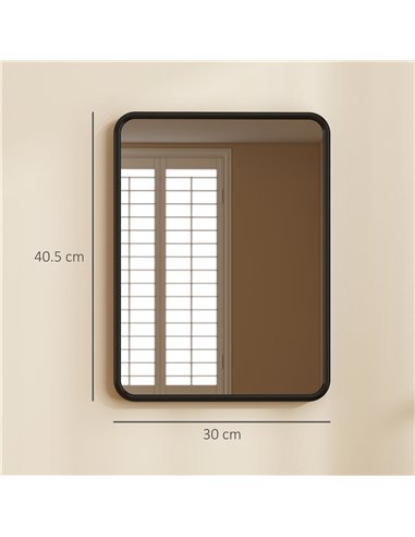 HOMCOM Rectangular Wall Mirror with HD Glass - Black