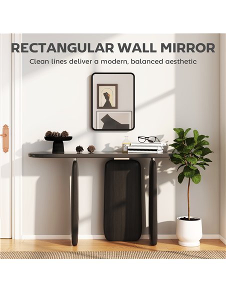 HOMCOM Rectangular Wall Mirror with HD Glass - Black - pic 198190 | FastDaddyshop