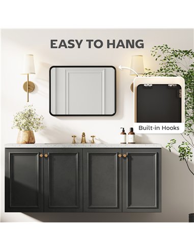 HOMCOM Rectangular Wall Mirror with HD Glass - Black