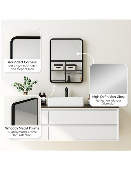 HOMCOM Rectangular Wall Mirror with HD Glass - Black - pic 198192 | FastDaddyshop