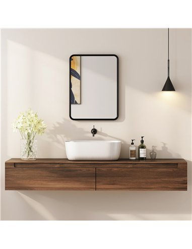 HOMCOM Rectangular Wall Mirror with HD Glass - Black