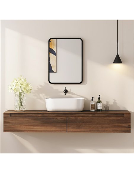 HOMCOM Rectangular Wall Mirror with HD Glass - Black - pic 198195 | FastDaddyshop