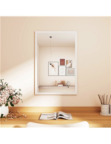 HOMCOM Wall Bathroom Mirror, 60 x 40 cm Wall-Mounted Mirror for Living Room, Bedroom, Hallway, White