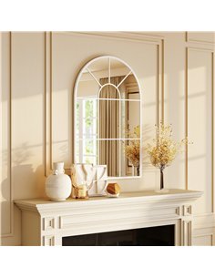 HOMCOM 90 X 61cm Arched Grid Mirror - White 2