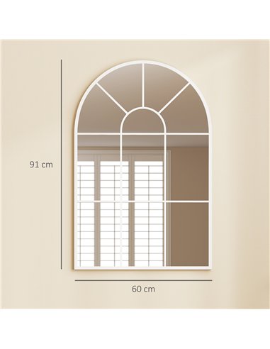 HOMCOM 90 X 61cm Arched Grid Mirror - White