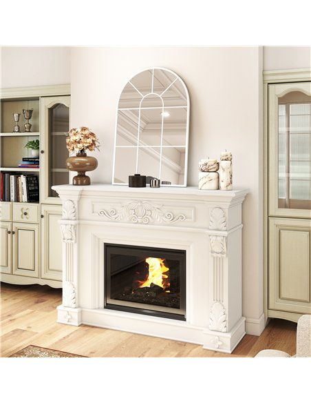 HOMCOM 90 X 61cm Arched Grid Mirror - White - pic 198213 | FastDaddyshop