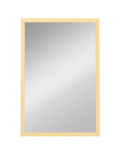 HOMCOM Wall Bathroom Mirror, 60 x 40 cm Wall-Mounted Mirror for Living Room, Bedroom, Hallway, Natural Wood Finish