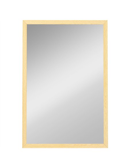 HOMCOM Wall Bathroom Mirror, 60 x 40 cm Wall-Mounted Mirror for Living Room, Bedroom, Hallway, Natural Wood Finish - pic 198214 | FastDaddyshop