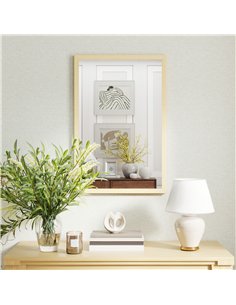 HOMCOM Wall Bathroom Mirror, 60 x 40 cm Wall-Mounted Mirror for Living Room, Bedroom, Hallway, Natural Wood Finish 2