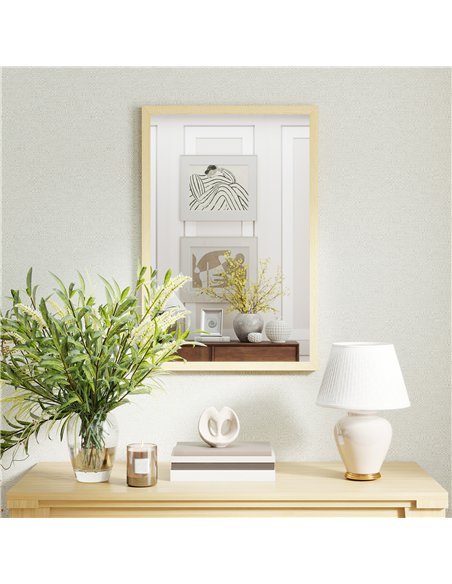 HOMCOM Wall Bathroom Mirror, 60 x 40 cm Wall-Mounted Mirror for Living Room, Bedroom, Hallway, Natural Wood Finish - pic 198215 | FastDaddyshop