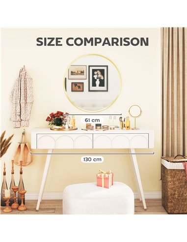 HOMCOM 61cm Decorative Wall Mirror for Bedroom Living Room, Modern Round Bathroom Mirror for Home Decor, Gold Tone