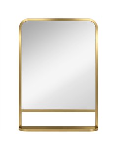 HOMCOM Modern Rectangular Wall Mirror with Storage Shelf, 70 x 50 cm, Gold Tone