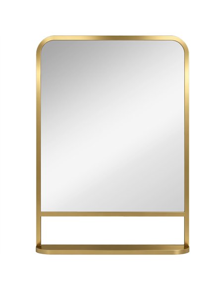 HOMCOM Modern Rectangular Wall Mirror with Storage Shelf, 70 x 50 cm, Gold Tone - pic 198232 | FastDaddyshop