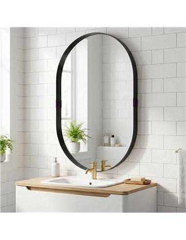 HOMCOM Wall Mirror, Bathroom Mirror with Elevated Aluminium Alloy Frame, 60 x 90 cm, Black