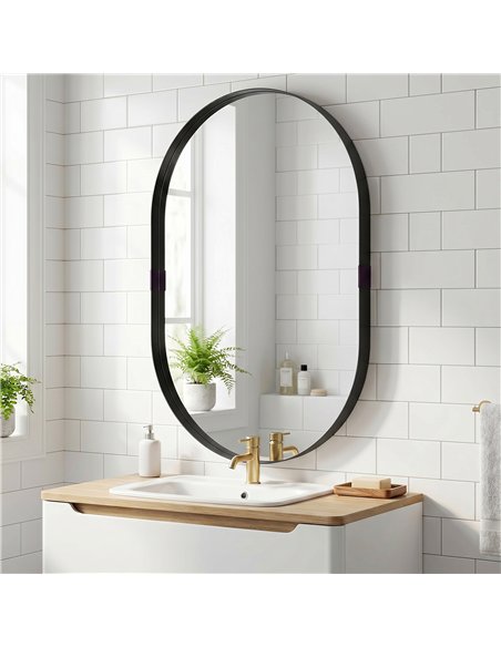 HOMCOM Wall Mirror, Bathroom Mirror with Elevated Aluminium Alloy Frame, 60 x 90 cm, Black - pic 198242 | FastDaddyshop