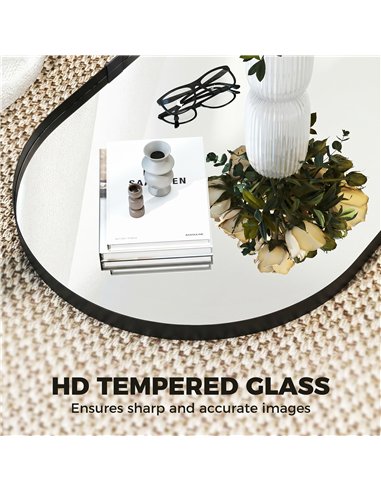 HOMCOM Wall Mirror, Bathroom Mirror with Elevated Aluminium Alloy Frame, 60 x 90 cm, Black