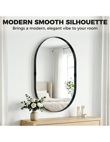HOMCOM Wall Mirror, Bathroom Mirror with Elevated Aluminium Alloy Frame, 60 x 90 cm, Black