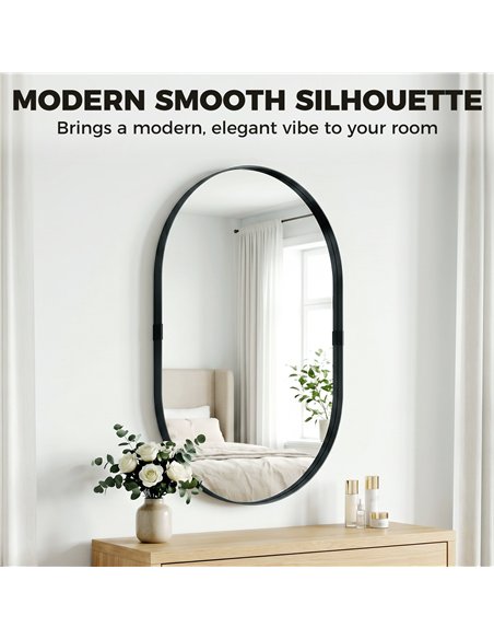 HOMCOM Wall Mirror, Bathroom Mirror with Elevated Aluminium Alloy Frame, 60 x 90 cm, Black - pic 198246 | FastDaddyshop