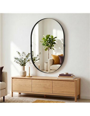 HOMCOM Wall Mirror, Bathroom Mirror with Elevated Aluminium Alloy Frame, 60 x 90 cm, Black