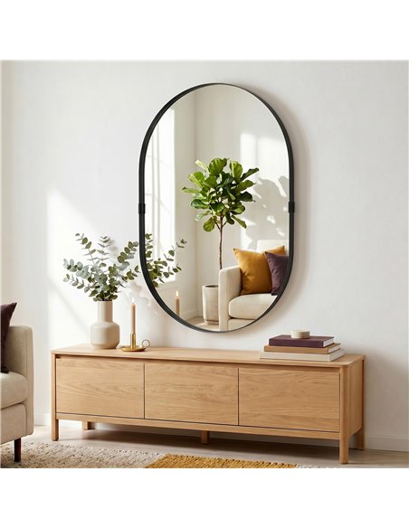 HOMCOM Wall Mirror, Bathroom Mirror with Elevated Aluminium Alloy Frame, 60 x 90 cm, Black - pic 198248 | FastDaddyshop