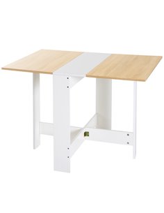 HOMCOM Particle Board Wooden Folding Dining Table, Writing Computer Desk, Oak & White