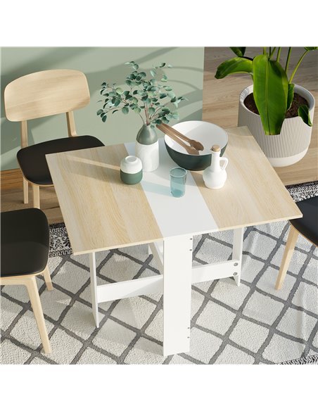 HOMCOM Particle Board Wooden Folding Dining Table, Writing Computer Desk, Oak & White - pic 19826 | FastDaddyshop