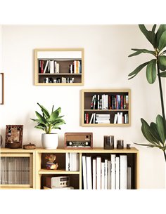 HOMCOM Wall Bathroom Mirror, 30 x 40 cm Wall-Mounted Mirror for Living Room, Bedroom, Hallway, Set of 2, Natural 2