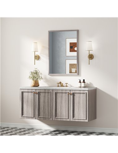 HOMCOM Wall Bathroom Mirror, 50 x 70 cm Wall-Mounted Mirror for Living Room, Bedroom, Hallway, Grey