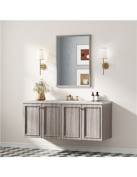 HOMCOM Wall Bathroom Mirror, 50 x 70 cm Wall-Mounted Mirror for Living Room, Bedroom, Hallway, Grey - pic 198278 | FastDaddyshop