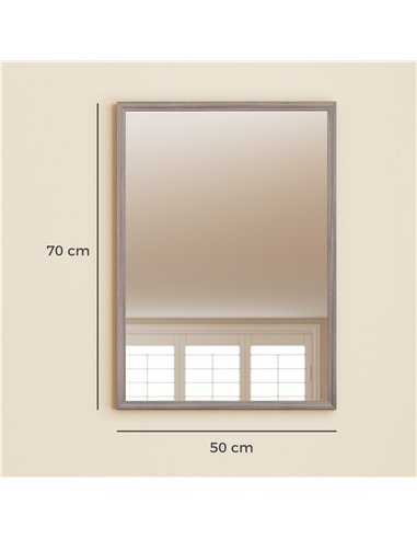 HOMCOM Wall Bathroom Mirror, 50 x 70 cm Wall-Mounted Mirror for Living Room, Bedroom, Hallway, Grey
