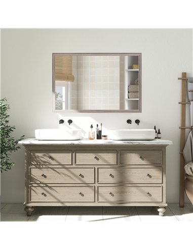 HOMCOM Wall Bathroom Mirror, 50 x 70 cm Wall-Mounted Mirror for Living Room, Bedroom, Hallway, Grey