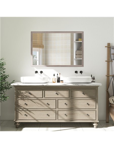 HOMCOM Wall Bathroom Mirror, 50 x 70 cm Wall-Mounted Mirror for Living Room, Bedroom, Hallway, Grey - pic 198283 | FastDaddyshop