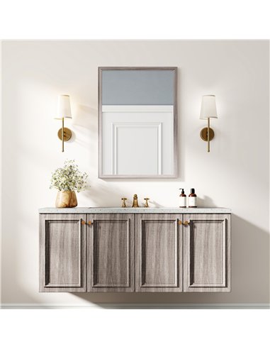 HOMCOM Wall Bathroom Mirror, 50 x 70 cm Wall-Mounted Mirror for Living Room, Bedroom, Hallway, Grey