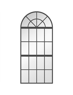 HOMCOM Large Arched Wall Mirror with Metal Grid, 3-Piece Split Window Mirrors, 120 x 54 cm, Black