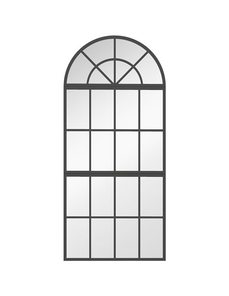 HOMCOM Large Arched Wall Mirror with Metal Grid, 3-Piece Split Window Mirrors, 120 x 54 cm, Black - pic 198286 | FastDaddyshop