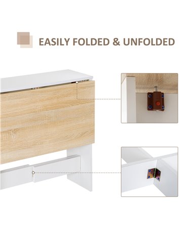HOMCOM Particle Board Wooden Folding Dining Table Writing Computer Desk PC Workstation Space Saving Home Office Oak & White